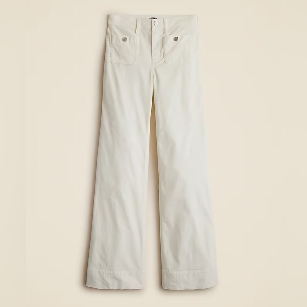 J Crew Wide-leg Velvet Sailor Trouser in Ivory Size 24Petite